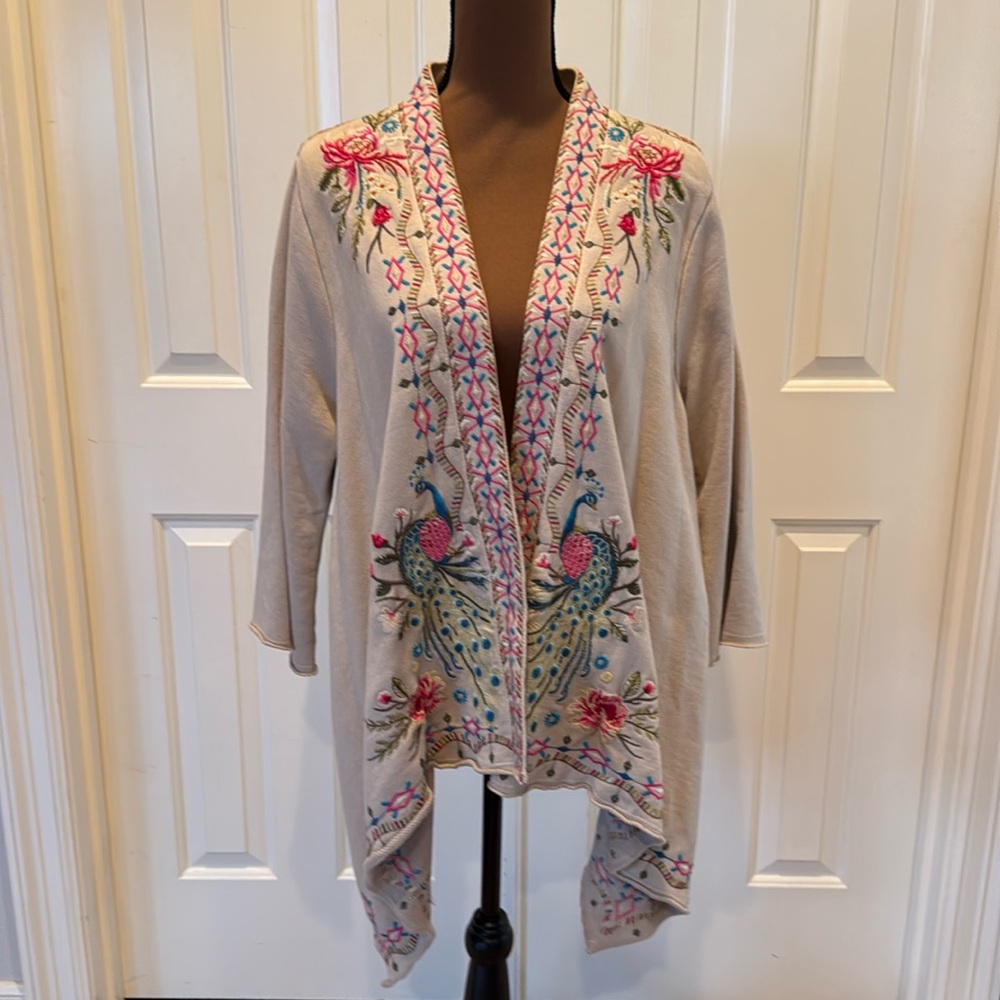 Johnny Was woman’s cardigan. Size L